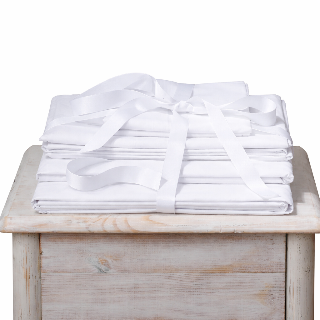 Pure White Cotton Fitted Sheets